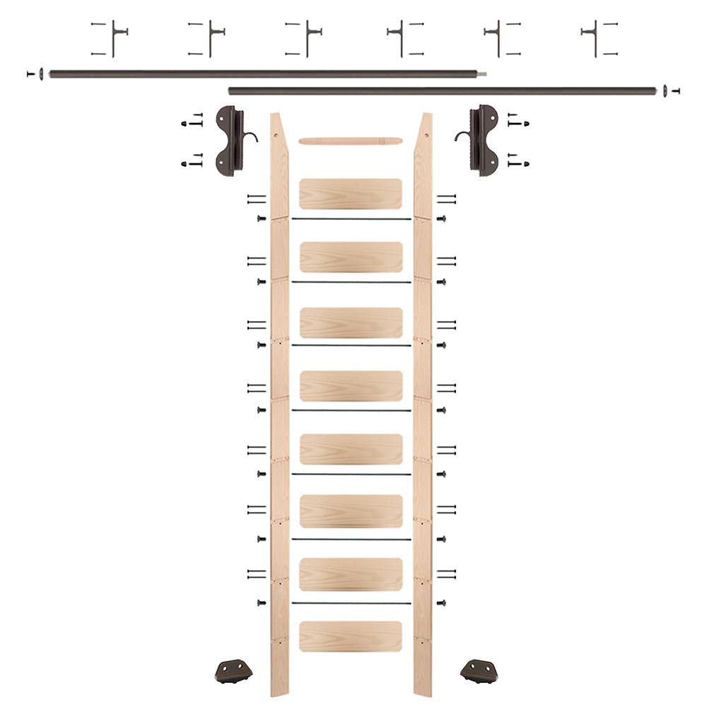 Quiet Glide 9 ft. Maple Library Ladder (10 ft. Reach ...