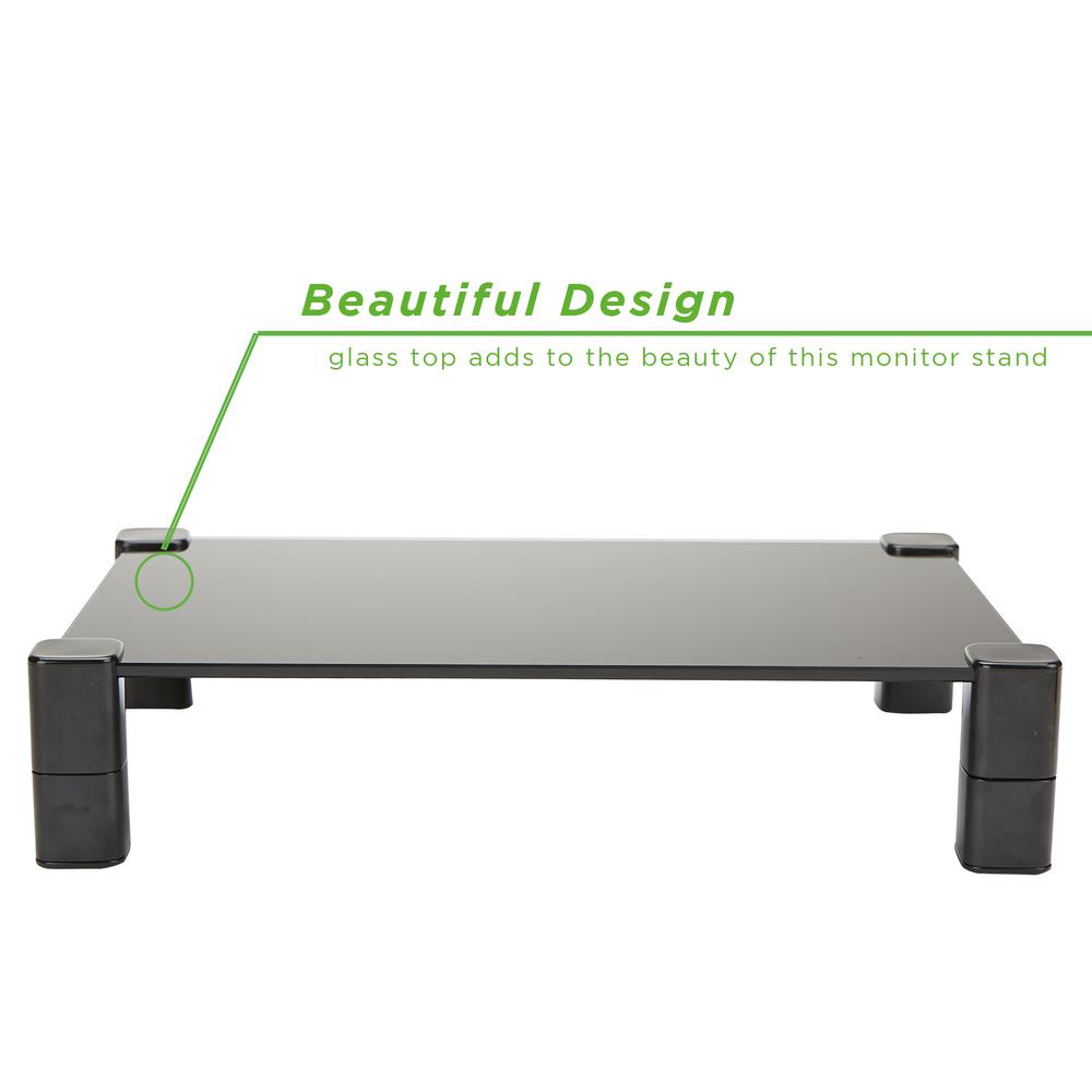 Mind Reader 4 Leg Glass Monitor Stand Desktop Riser For Computer Laptop Desk Imac Dell Hp Black 4leglass Blk The Home Depot Mind Reader 4 Leg Glass Monitor Stand, Glass Monitor Stand