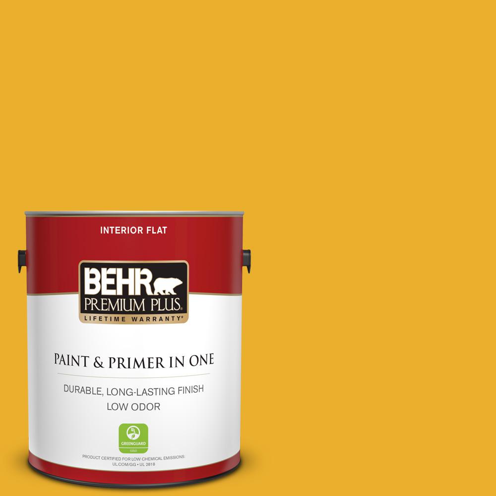Behr Premium Plus 1 Gal P280 7 Midsummer Gold Flat Low Odor Interior Paint And Primer In One