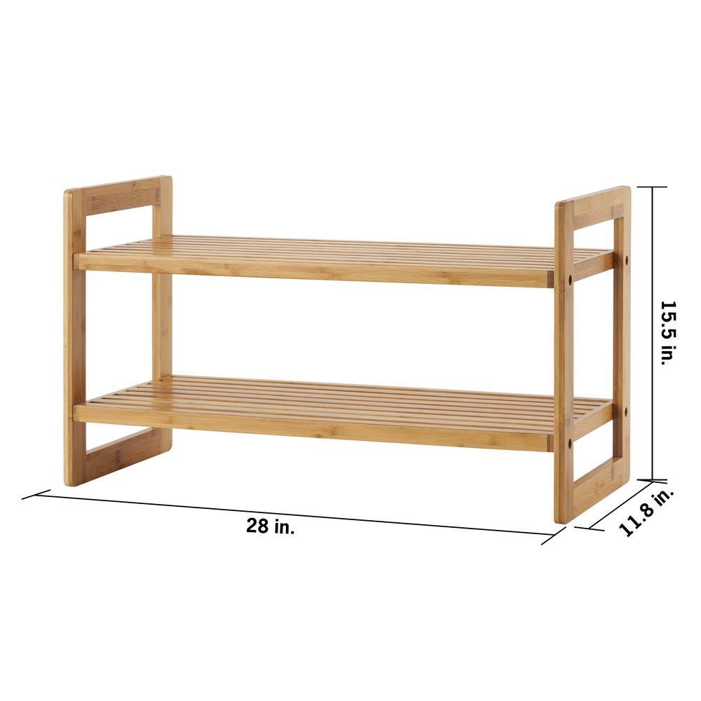 Trinity Stackable 2 Tier 18 Pair Bamboo Shoe Organizer 2 Pack Tbflna 24032 The Home Depot