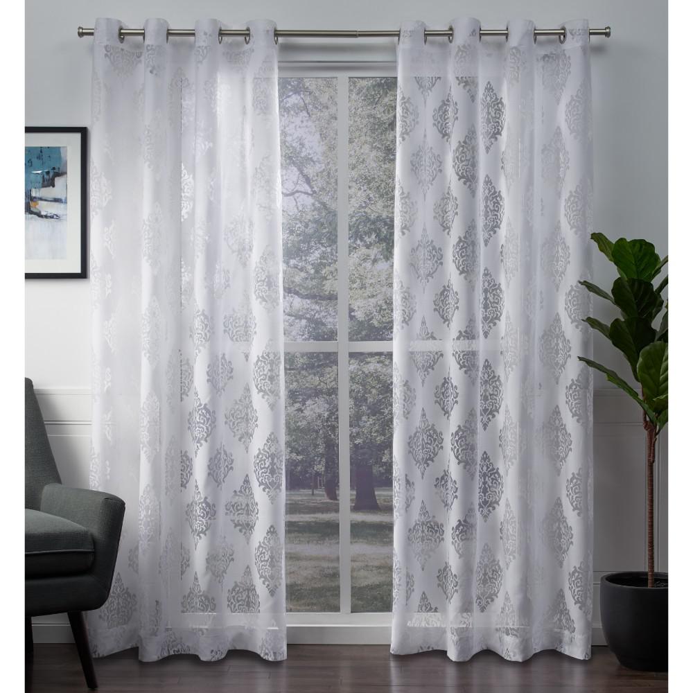 Miami Winter White Textured Sheer Indoor/Outdoor Grommet Top Window CurtainEH817701 2108G