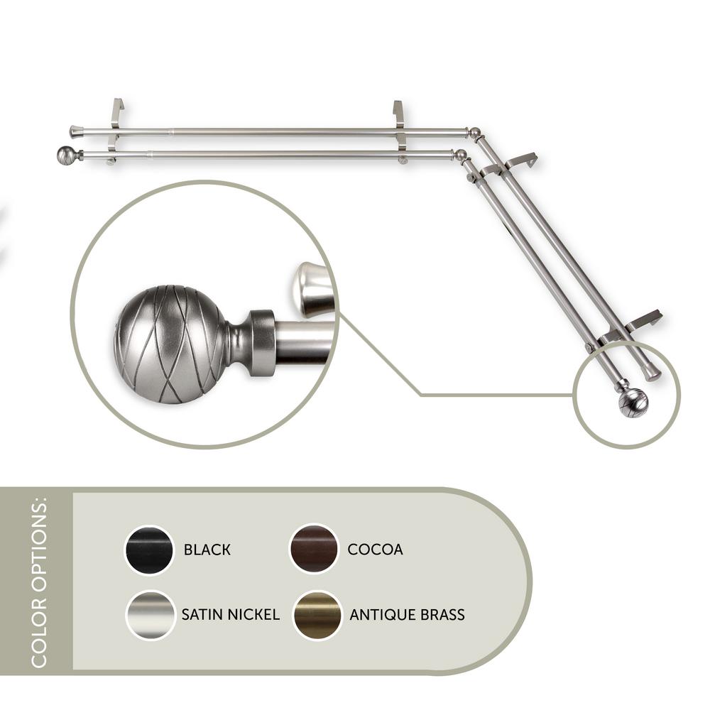 Rod Desyne Arman Corner Window 48 in. 84 in., 13/16 in. Dia Double Curtain Rod in Satin Nickel