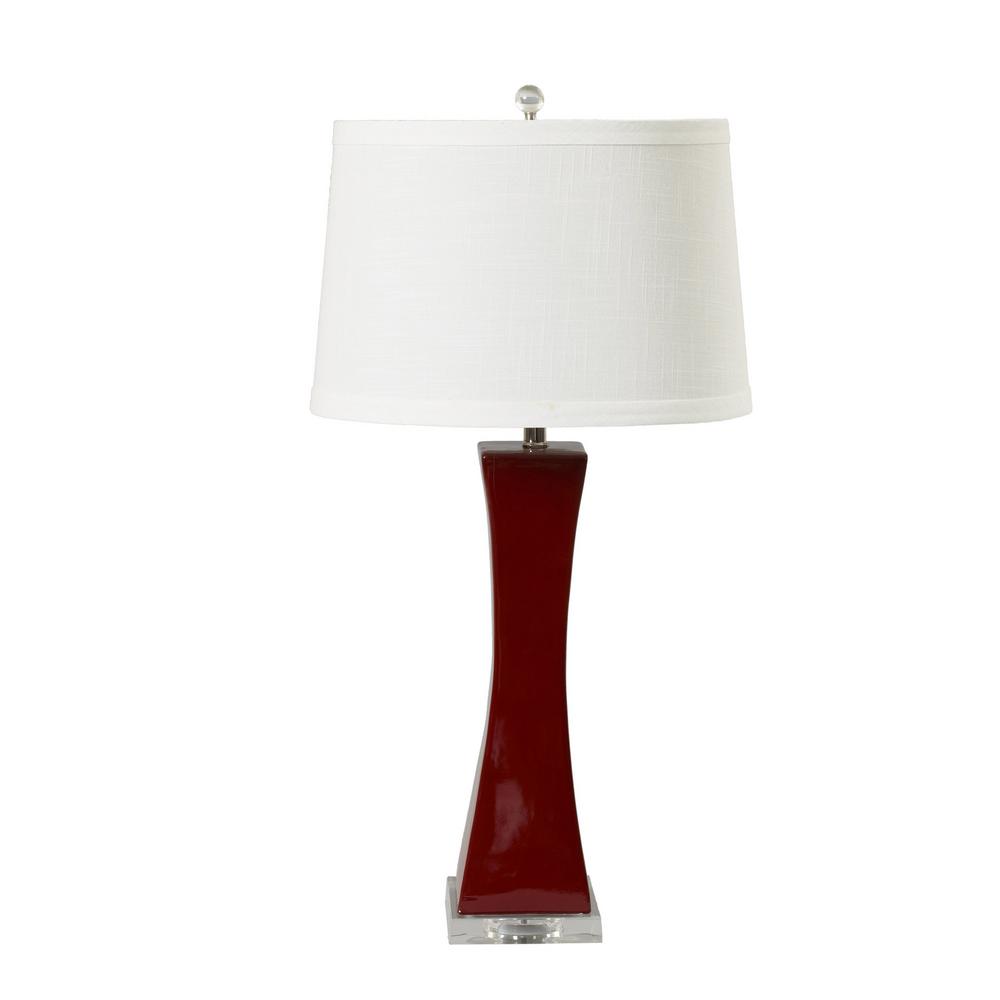 Fangio Lighting 33 In Red Tapered Column Ceramic And Acrylic Table Red Tapered Column Ceramic And Acrylic Table Lamp