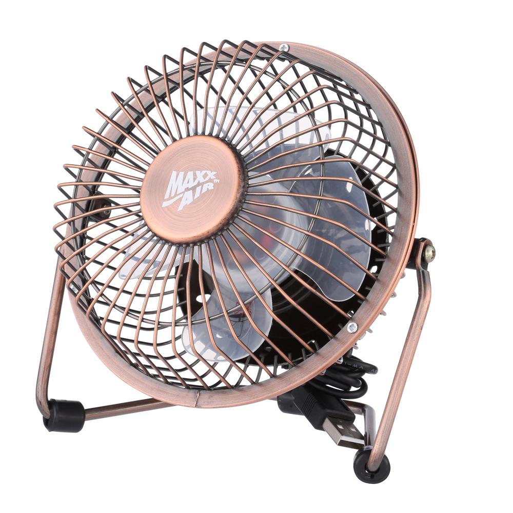 Maxxair 4 In Usb Desk Fan In Bronze Hvdf4ups The Home Depot