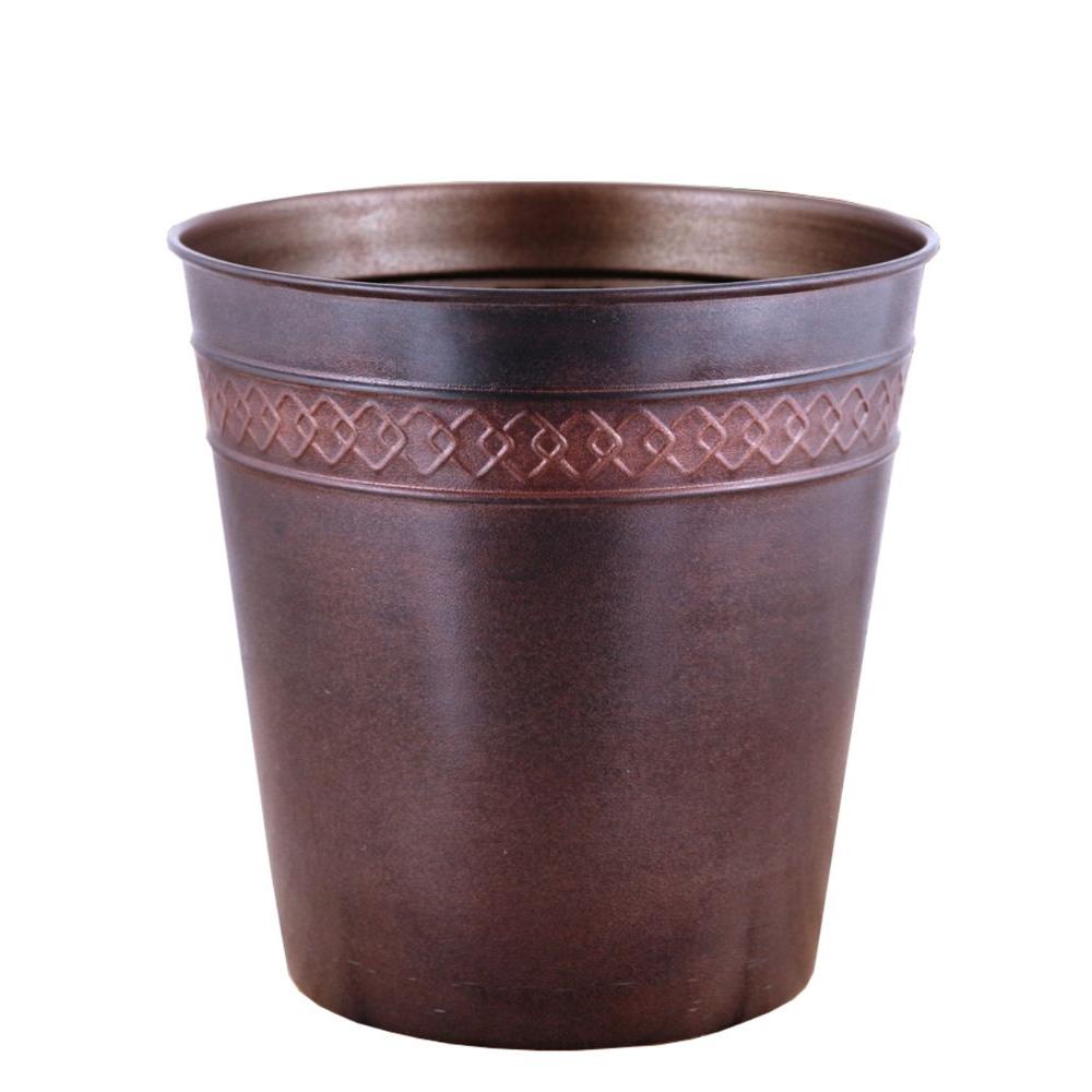 Fashion Home 3 gal. Modern Chain Design Bronze/Copper Round Trash ...