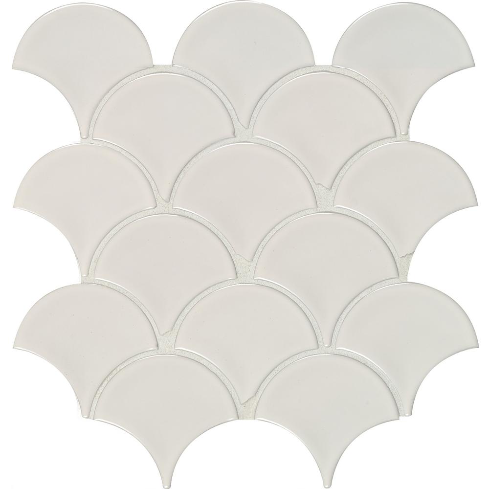 Msi White Glossy Fish Scale 10 74 In X 2 Mm Porcelain White Glossy Fish Scale 10 74 In X 2 Mm Porcelain Mesh Mounted Mosaic Tile 12 94 Sq Ft Case