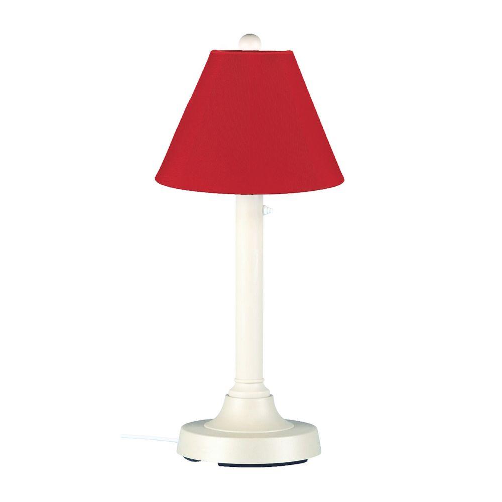 Patio Living Concepts San Juan 30 In White Outdoor Table Lamp With Patio Living Concepts San Juan 30 In White Outdoor Table Lamp With Jockey Red Shade