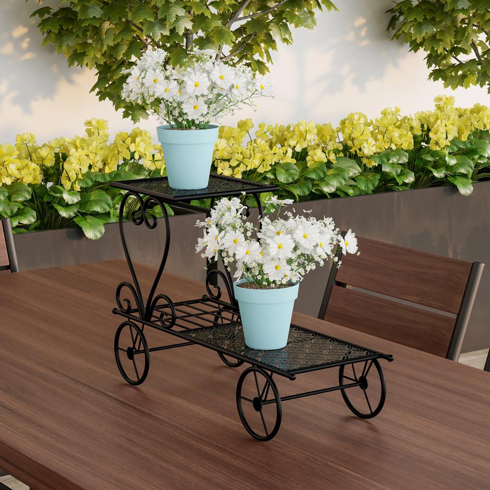 Pure Garden 2 Tier Decorative Black Metal Cart And Plant Stand Hw1500184 The Home Depot - Decorative Metal Garden Carts Pure Garden 2 Tier Decorative Black Metal Cart And Plant Stand Hw1500184 The Home Depot - Decorative Metal Garden Carts