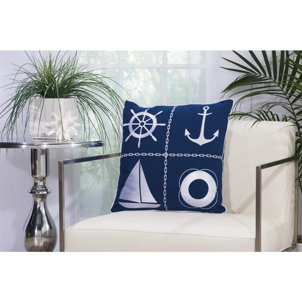 Mina Victory Nautical Grid Navy And White Geometric Stain