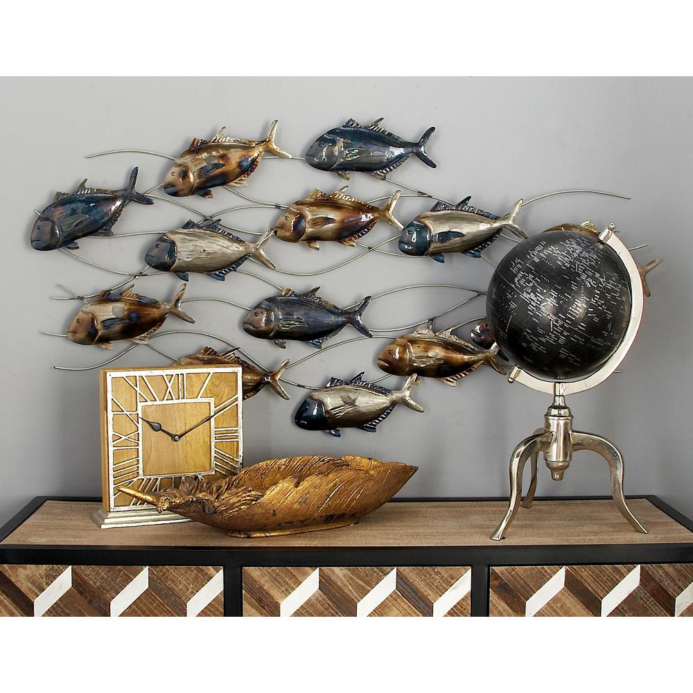 Litton Lane Iron Blue Brown And Silver Tuna Fish Wall Decor 53350 Litton Lane Iron Blue Brown And Silver Tuna Fish Wall Decor