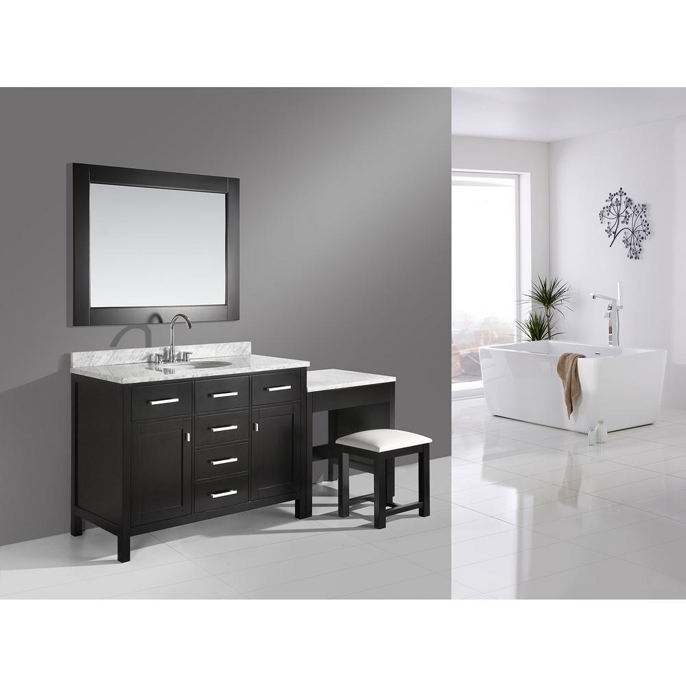 Design Element London 48 In W X 22 In D Vanity In Espresso With Marble Vanity Top In Carrara White Mirror And Makeup Table Dec076c Mut The Home Depot