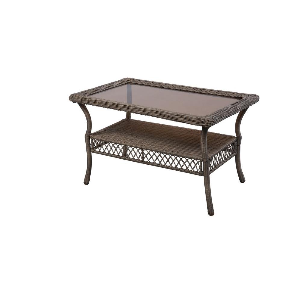 Hampton Bay Spring Haven Grey Wicker Outdoor Patio Coffee Table by Hampton Bay
