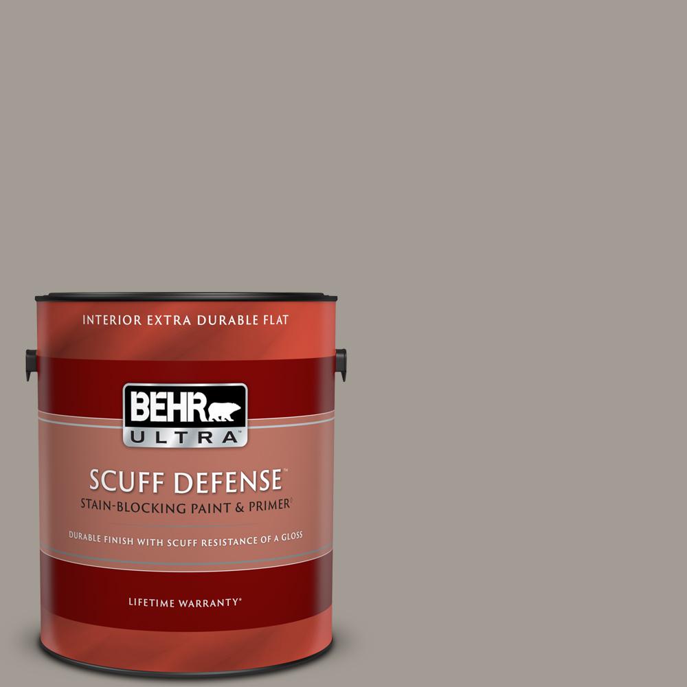 BEHR ULTRA 1 gal. PPU1815 Fashion Gray Extra Durable Flat Interior Paint & Primer172401 The