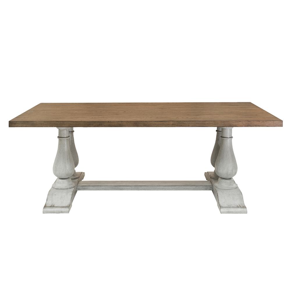HomeFare Light Oak Pedestal Dining Table-D192-DR-K3 - The Home Depot