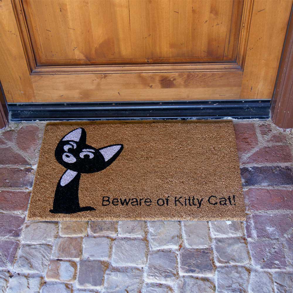 Rubber Cal Beware Of Kitty 30 In X 18 In Cat Door Mat 10 106 038