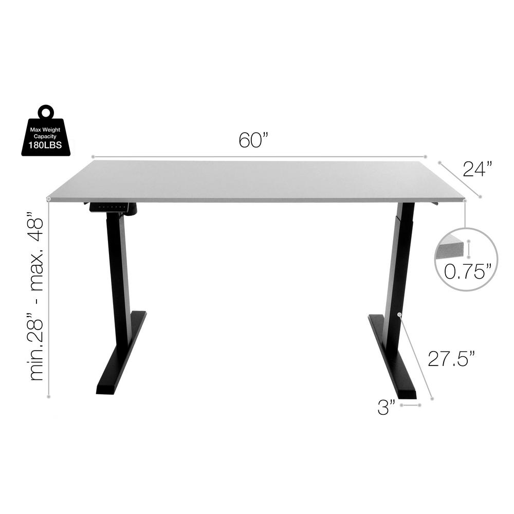 Techorbits 60 In Black White Electric Standing Desk With Adjustable Height And Memory Settings Motorized Workstation Of Rm60 Kbw The Home Depot