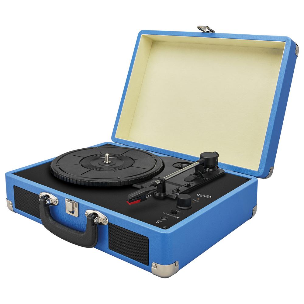 ILive 3-Speed Suitcase Bluetooth Turntable, Blue-ITTB476BU - The Home Depot