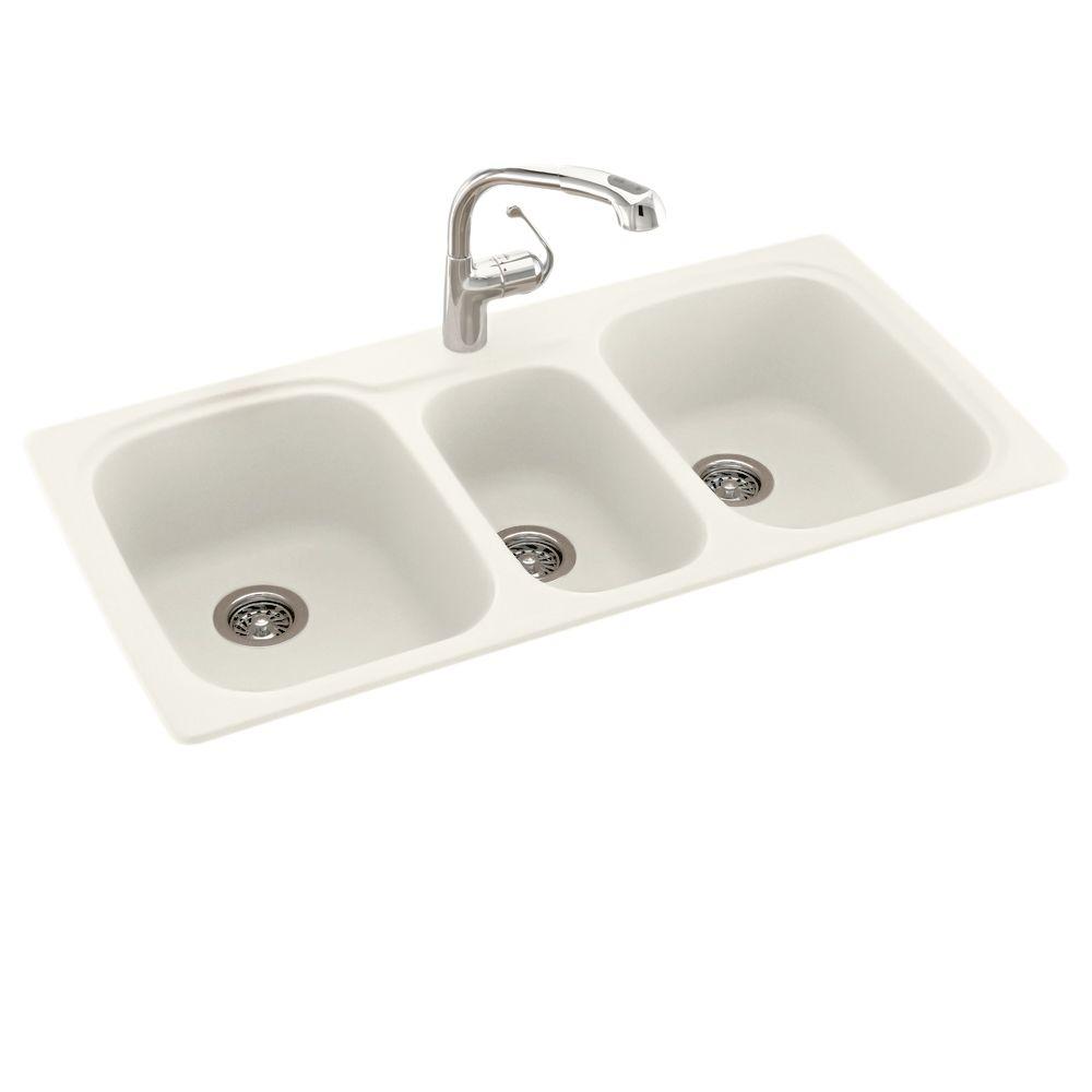 Drop In Undermount Solid Surface 44 1 Hole 40 20 Triple Bowl So Sku 1000635560