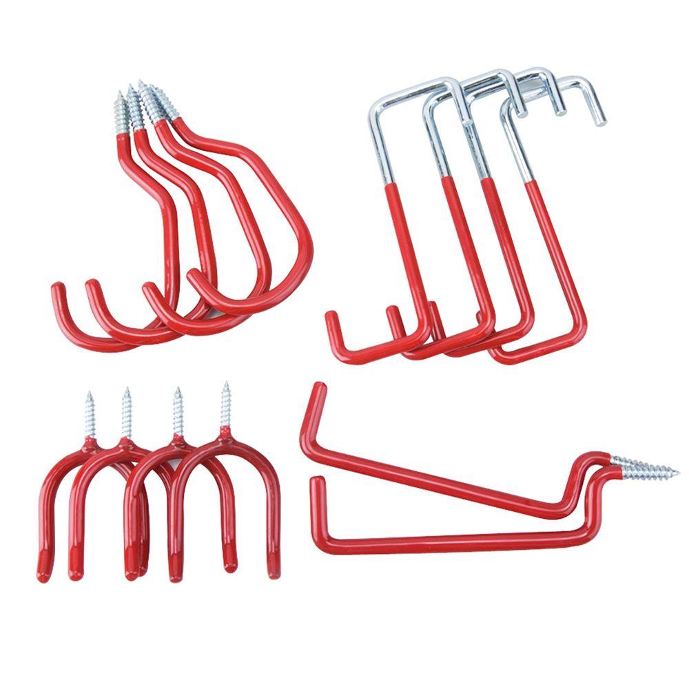 Red Wall Mounted Hooks Garage Storage Organization Storage Hooks 14 Pack