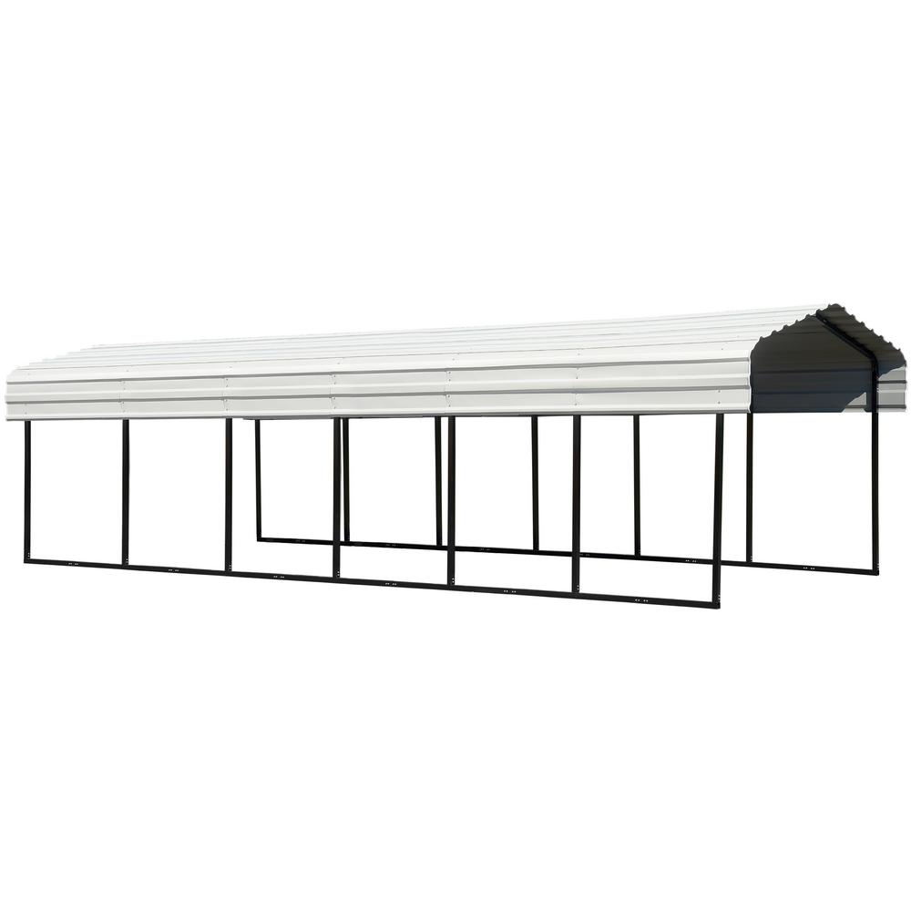 Arrow 10 Ft W X 29 Ft D Eggshell Galvanized Steel Carport Car