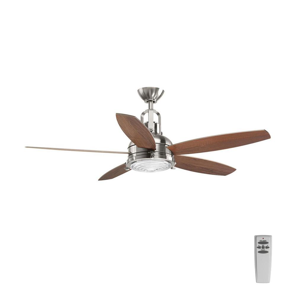 Progress Lighting Kudos 52 In Led Indoor Brushed Nickel Ceiling Fan Progress Lighting Kudos 52 In Led Indoor Brushed Nickel Ceiling Fan With Light Kit And