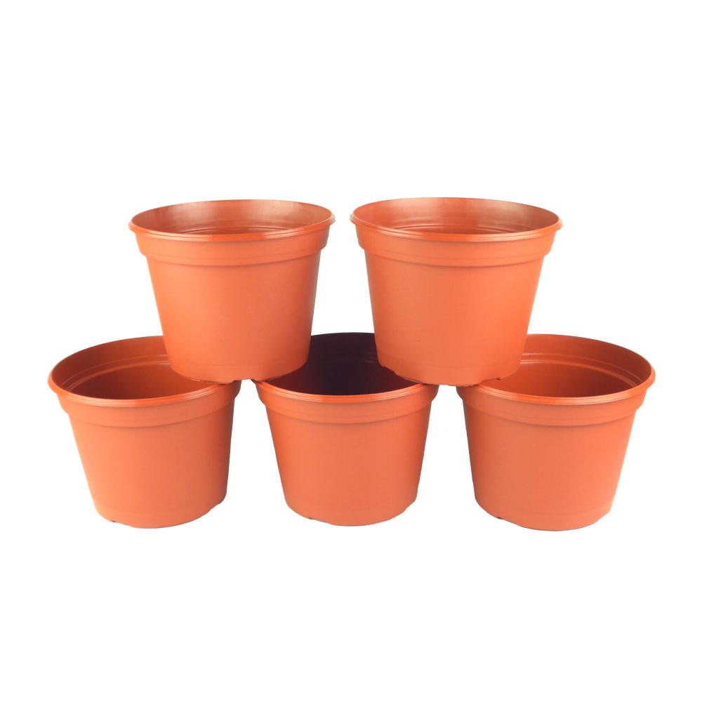 TEKU 8 in. Terra Cotta Plastic Round Pot (5Pack