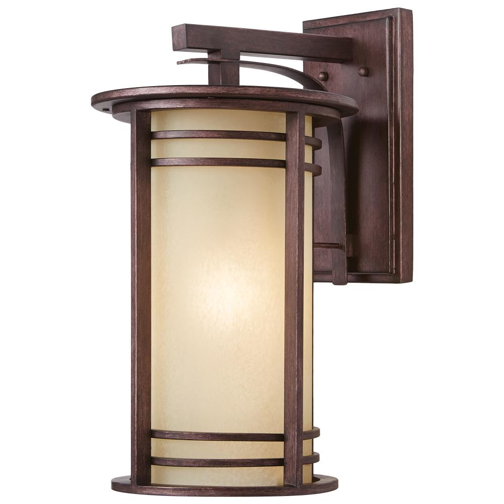 Home Decorators Collection 17 5 In 1 Light Bronze Outdoor Wall 1 Light Bronze Outdoor Wall Lantern With Amber Glass