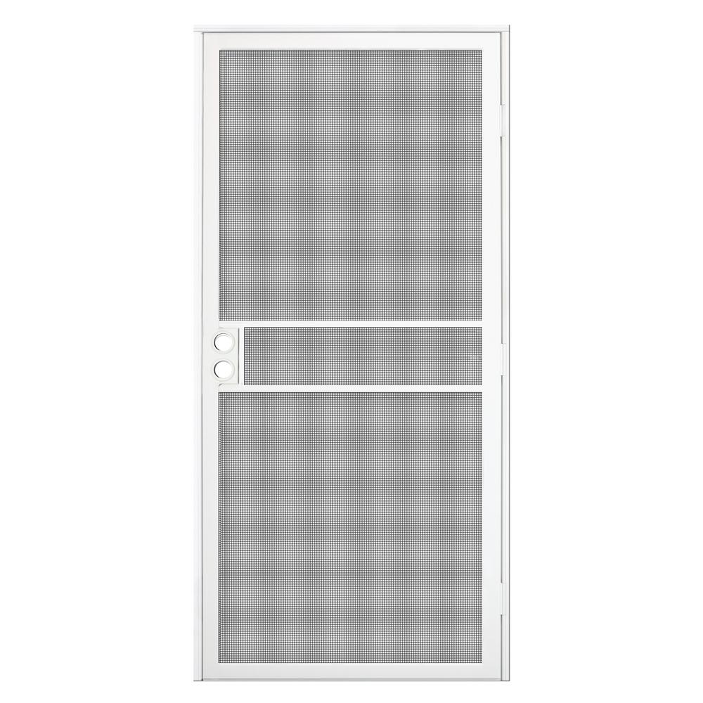 Unique Home Designs 32 In X 80 In White Surface Mount Clearguard Security Door With Meshtec Screen