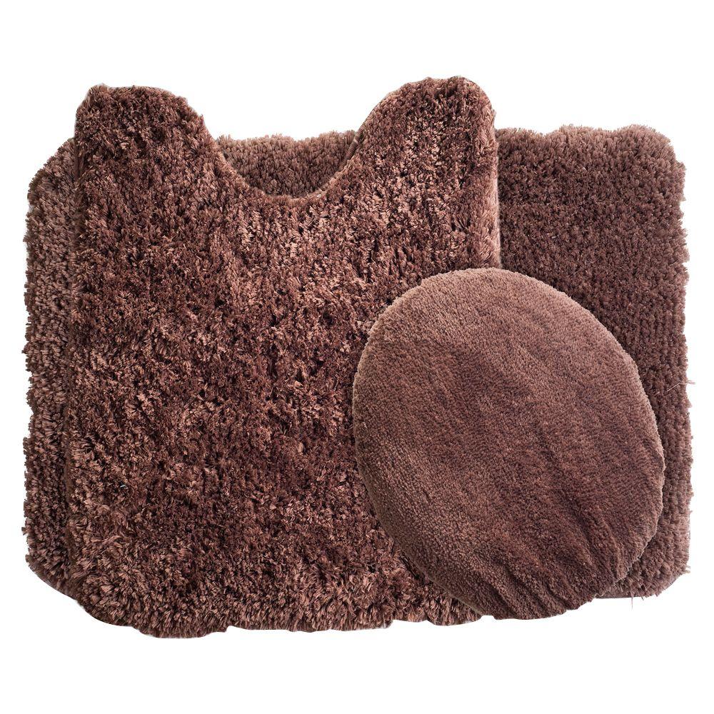 Lavish Home Chocolate 19.5 in. x 24 in. Super Plush NonSlip 3Piece