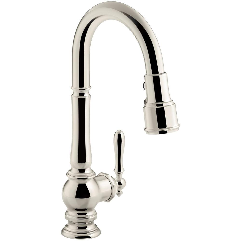 KOHLER Artifacts Single-Handle Pull-Down Sprayer Kitchen Faucet in