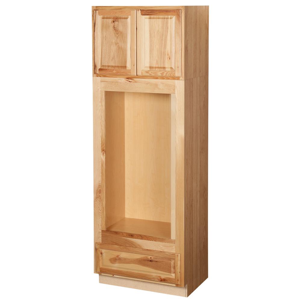 Hampton Bay Hickory Pantry Utility Kitchen Cabinets Double Oven Kitchen Cabinet In Natural Hickory