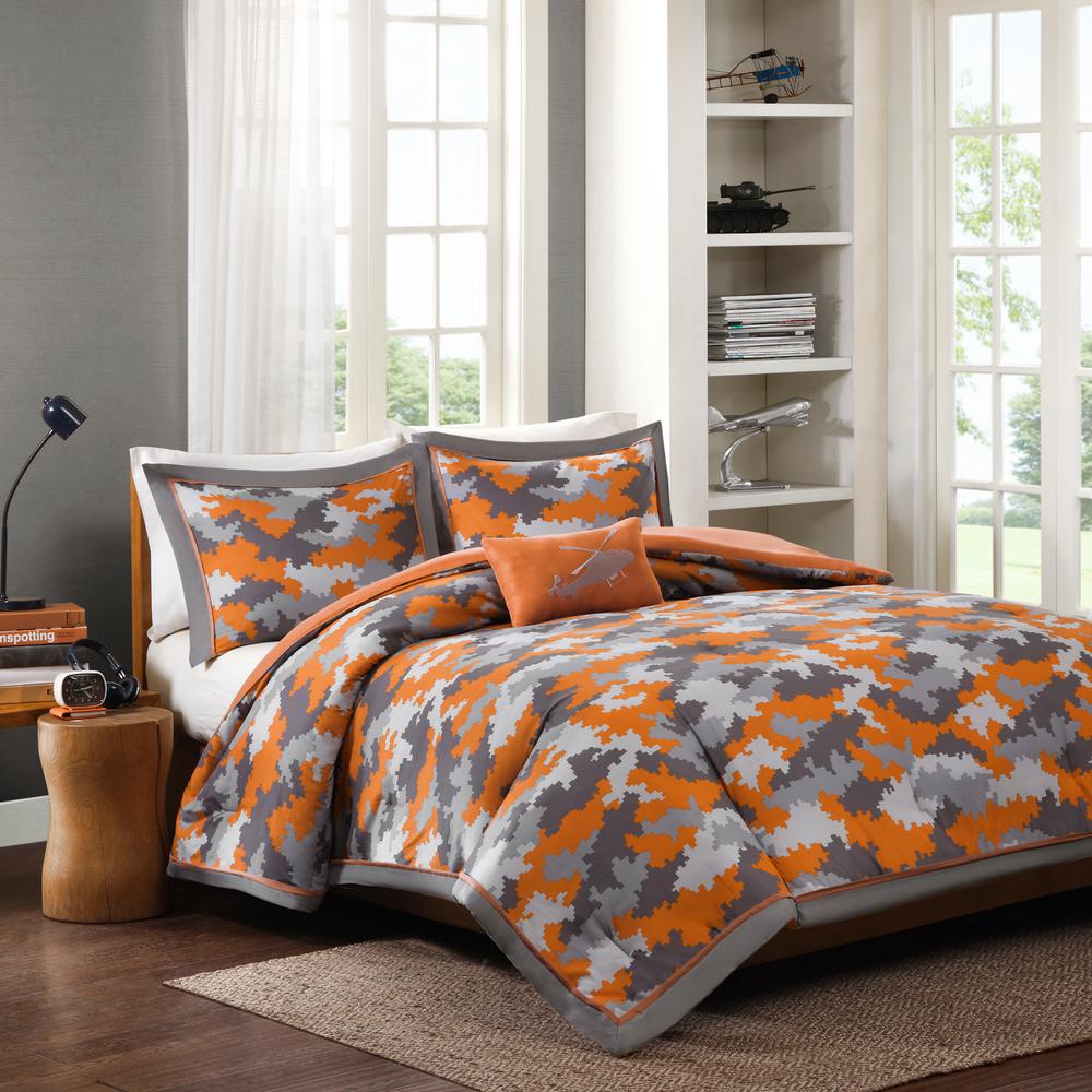 Mi Zone Mikey 4 Piece Orange Full Queen Abstract Comforter