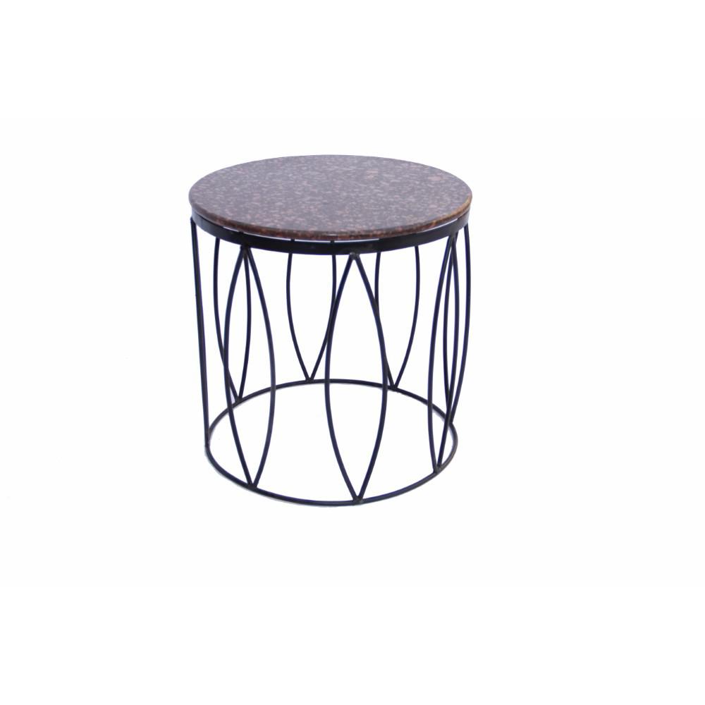 Benzara Brown Contemporary Style Side Table With Iron Base And Benzara Brown Contemporary Style Side Table With Iron Base And Marble Top