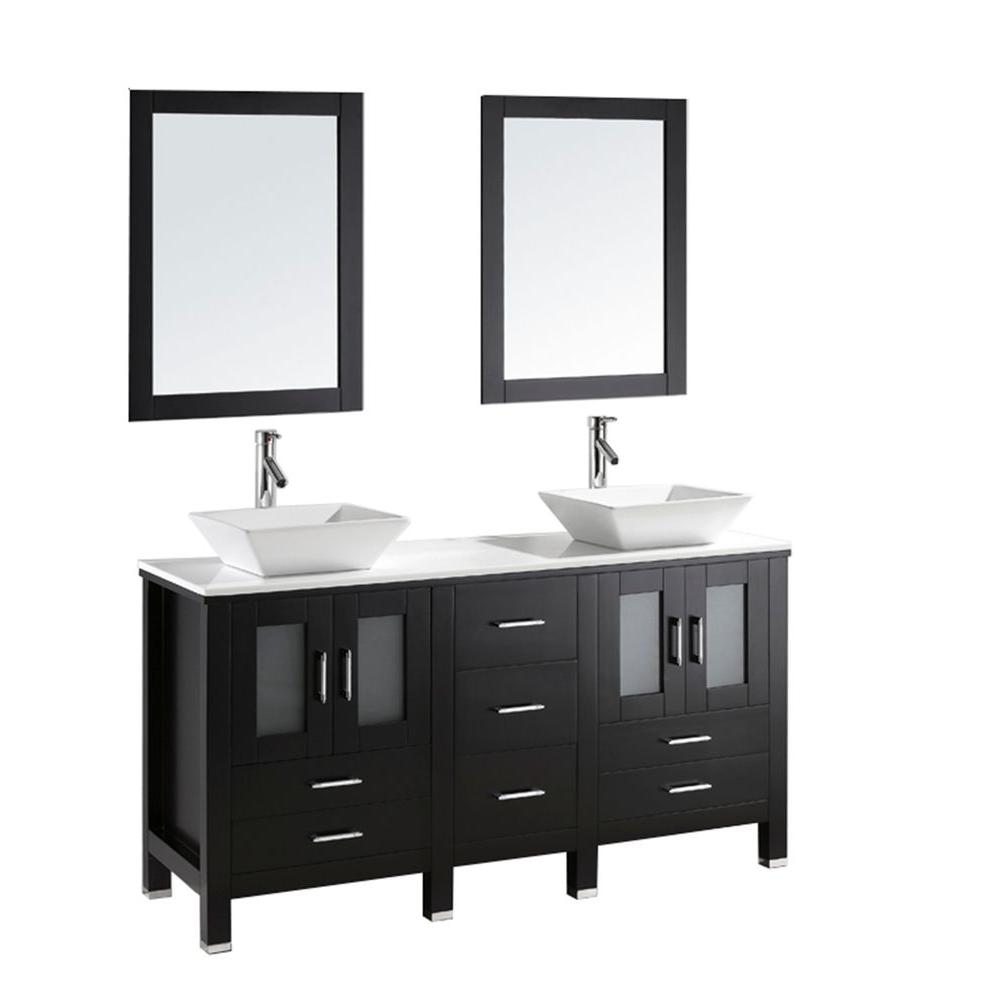 Virtu USA Bradford 60 in. W Bath Vanity in Espresso with Stone Vanity