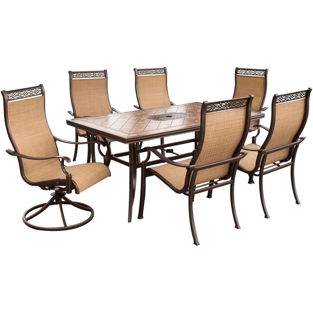 Hanover Monaco 7 Piece Outdoor Patio Dining Set Monaco7pcsw The Home Depot