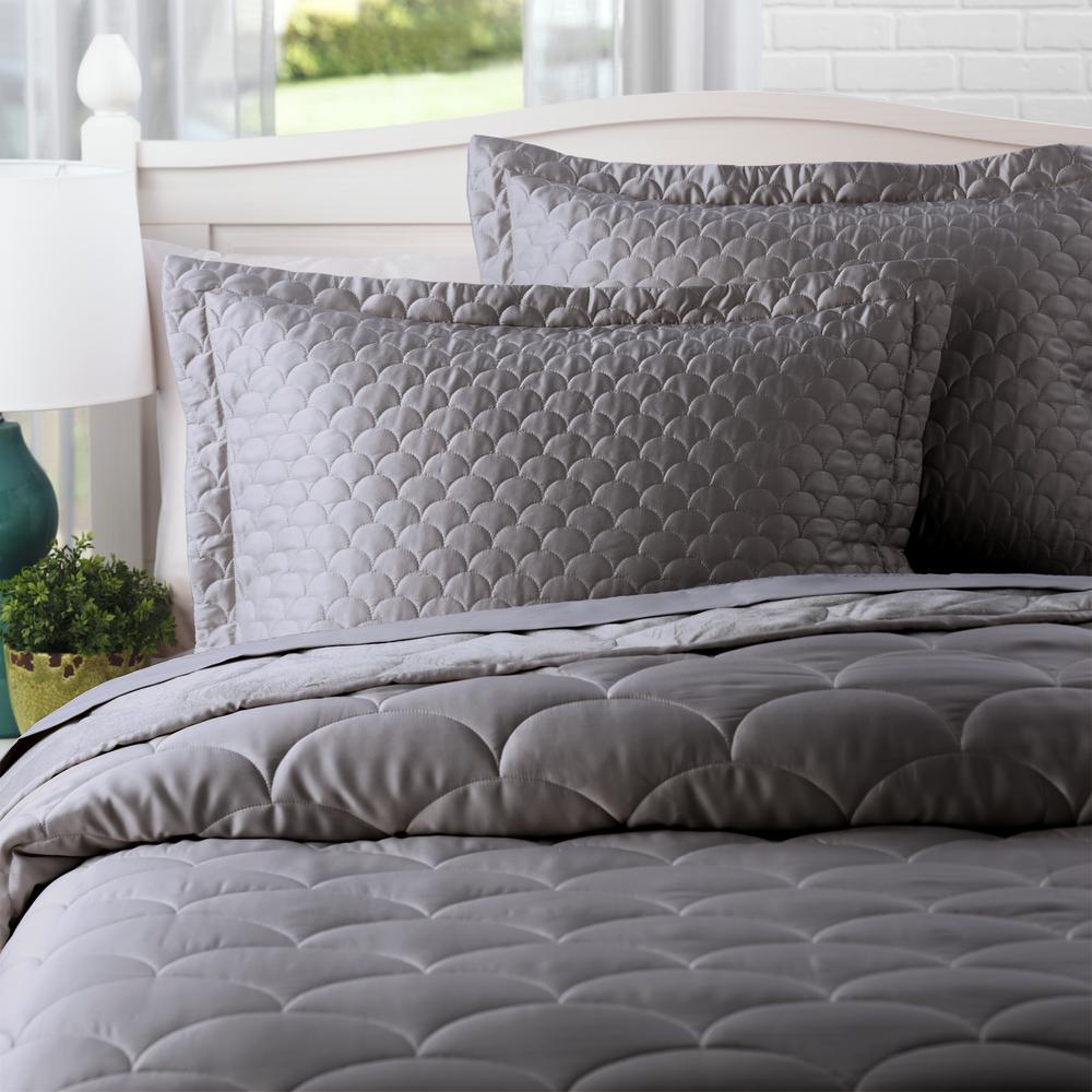 Nikki Chu Charcoal Queen Quilted Pillow Sham Sh000562 Q Charcoal