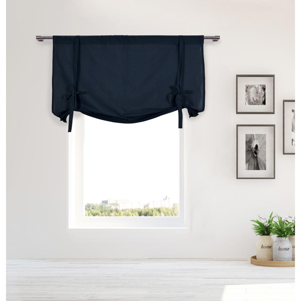 Kensie Kimi Navy Solid Cotton Pole Top Tie Up Room Darkening