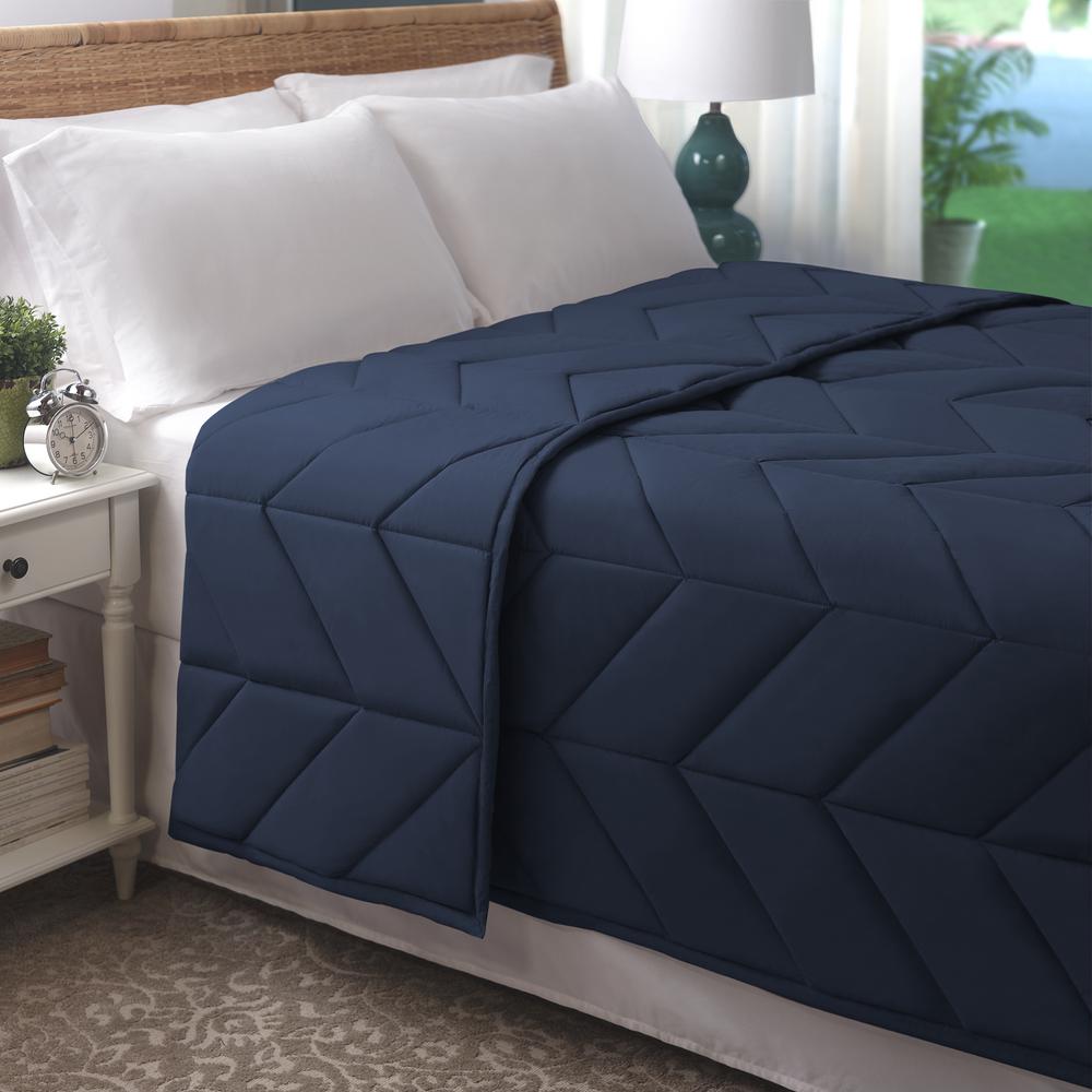 Navy Cotton Chevron Quilted King Blanket Bl001372 K Navy The