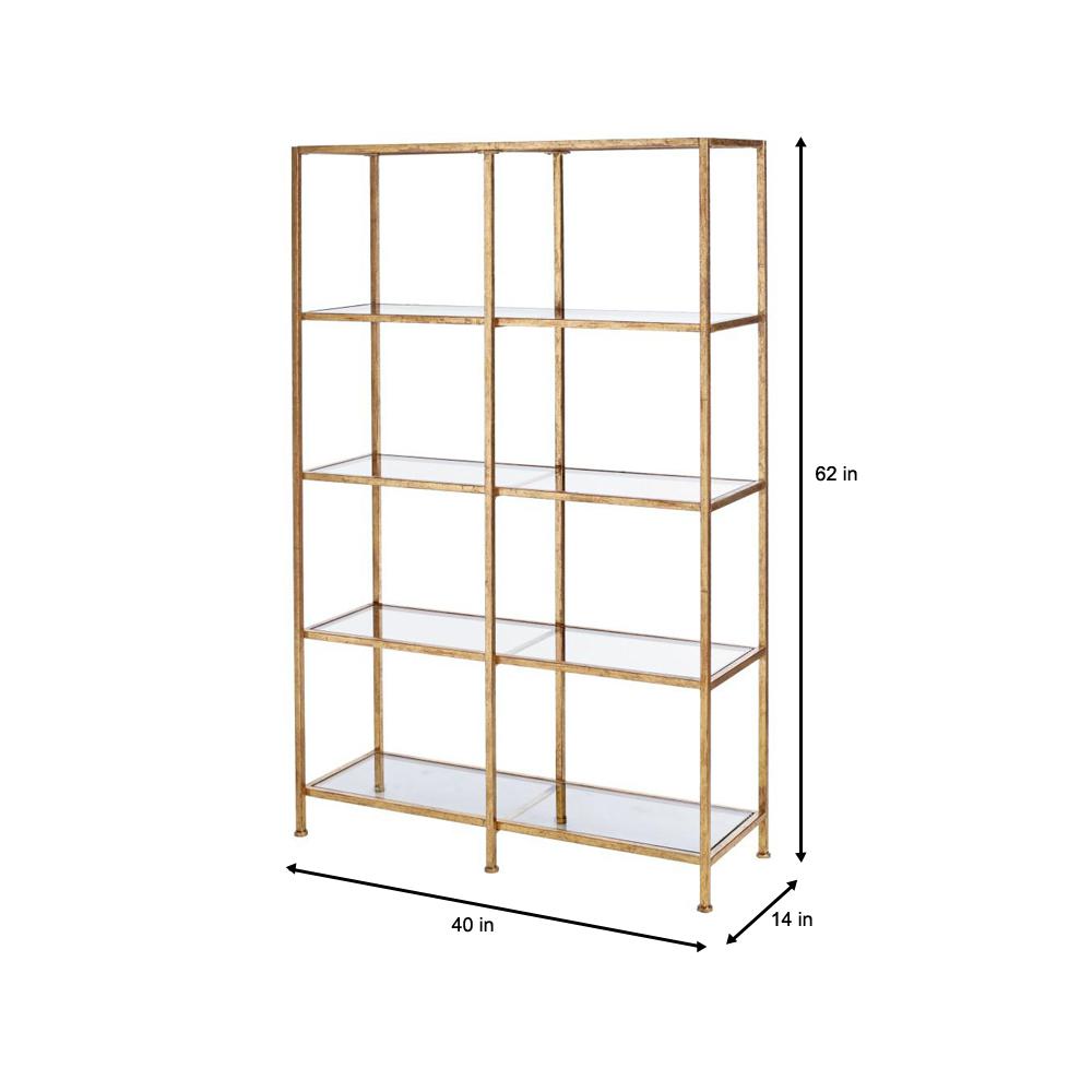 62 In Gold Metal 4 Shelf Accent Bookcase With Open Back