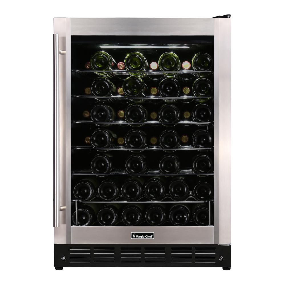 Magic Chef 23 4 In W 50 Bottle Wine Cooler In Stainless Steel