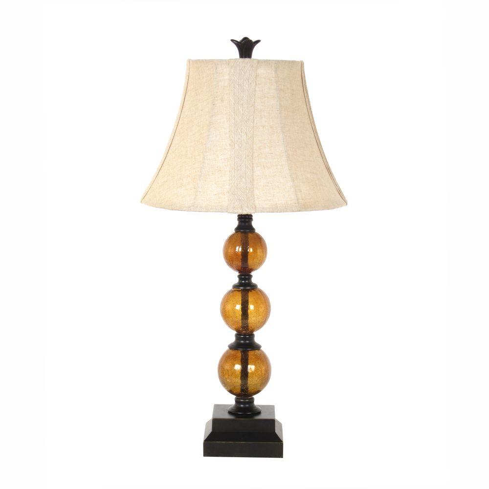 30 In Dark Bronze Floor Lamp With Champagne Crackled Glass Globes