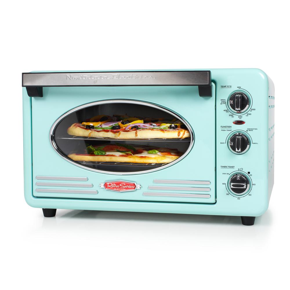 Nostalgia Retro 1500 W Aqua 12 Slice Convection Toaster Oven With Aqua 12 Slice Convection Toaster Oven