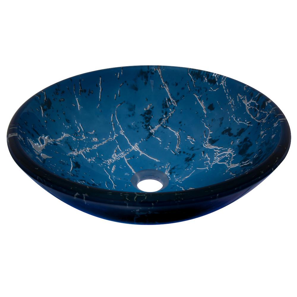 Marmo Glass Vessel Sink in BlueTID269 The Home Depot