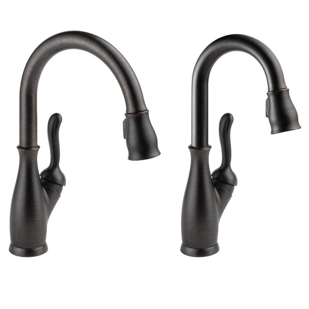 Delta Leland Single Handle Pull Down Sprayer Kitchen Faucet Bundle With Bar Faucet In Venetian Bronze FVS197801 RB The Home Depot