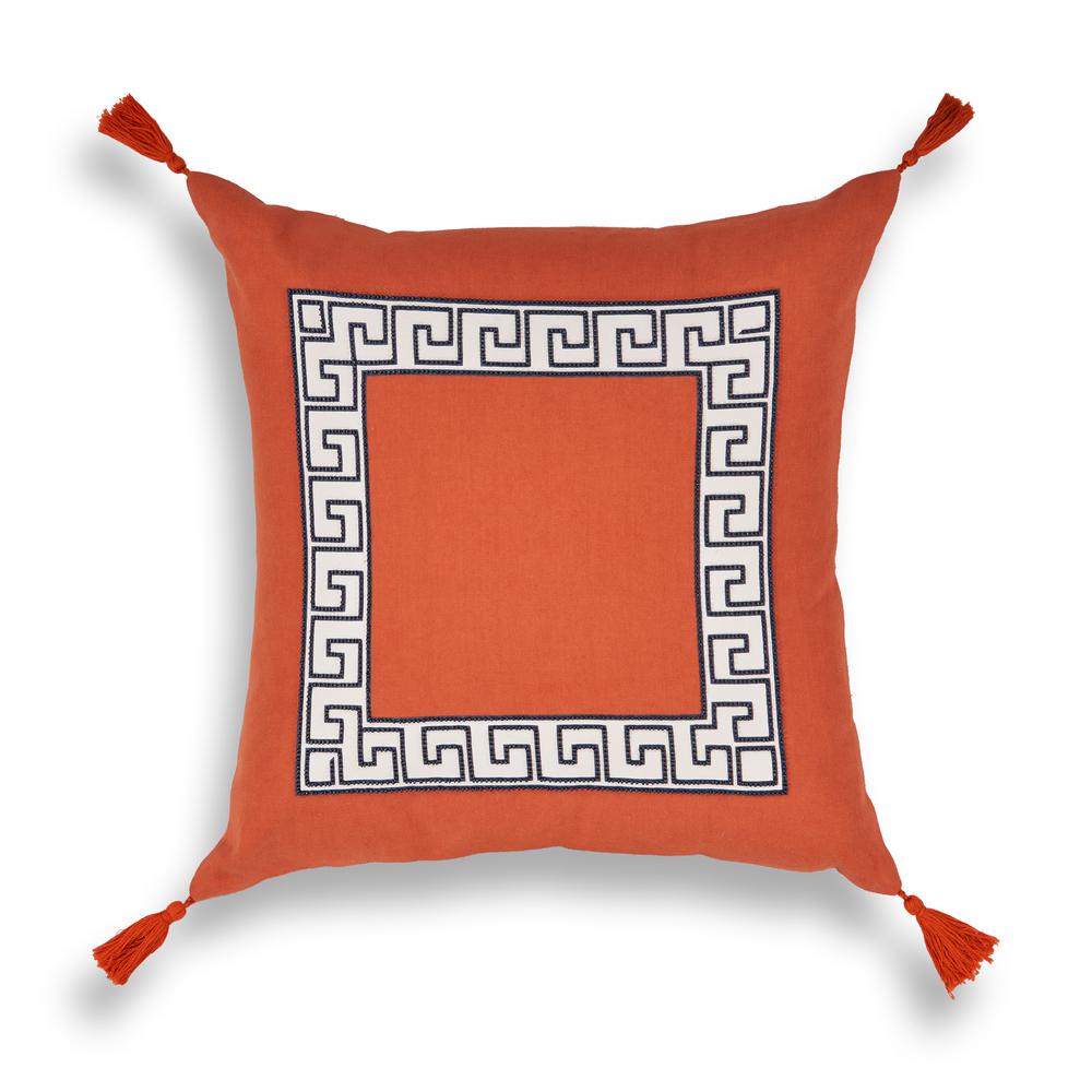Libby Langdon Tangerine Greek Key 20 In X 20 In Square Throw