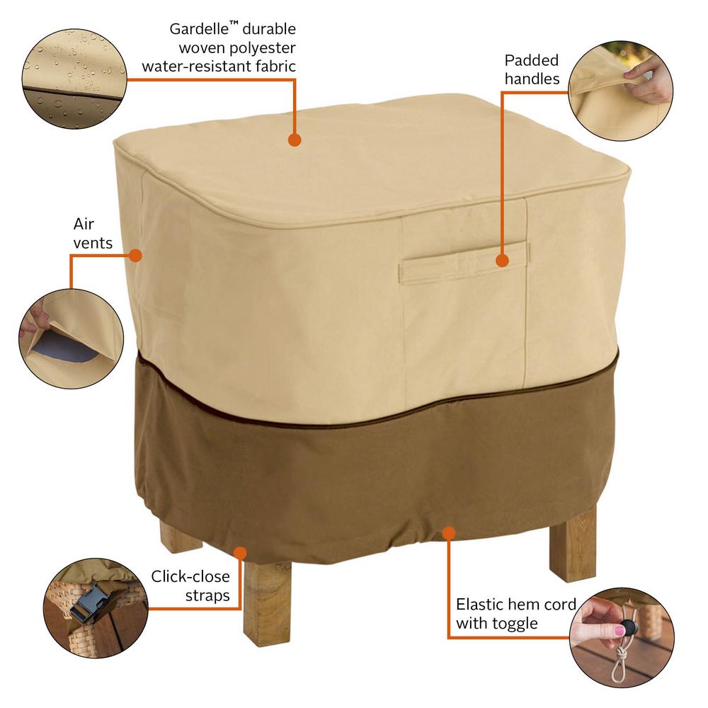 Classic Accessories Veranda Rectangular Patio Ottoman Side Table Cover X Small