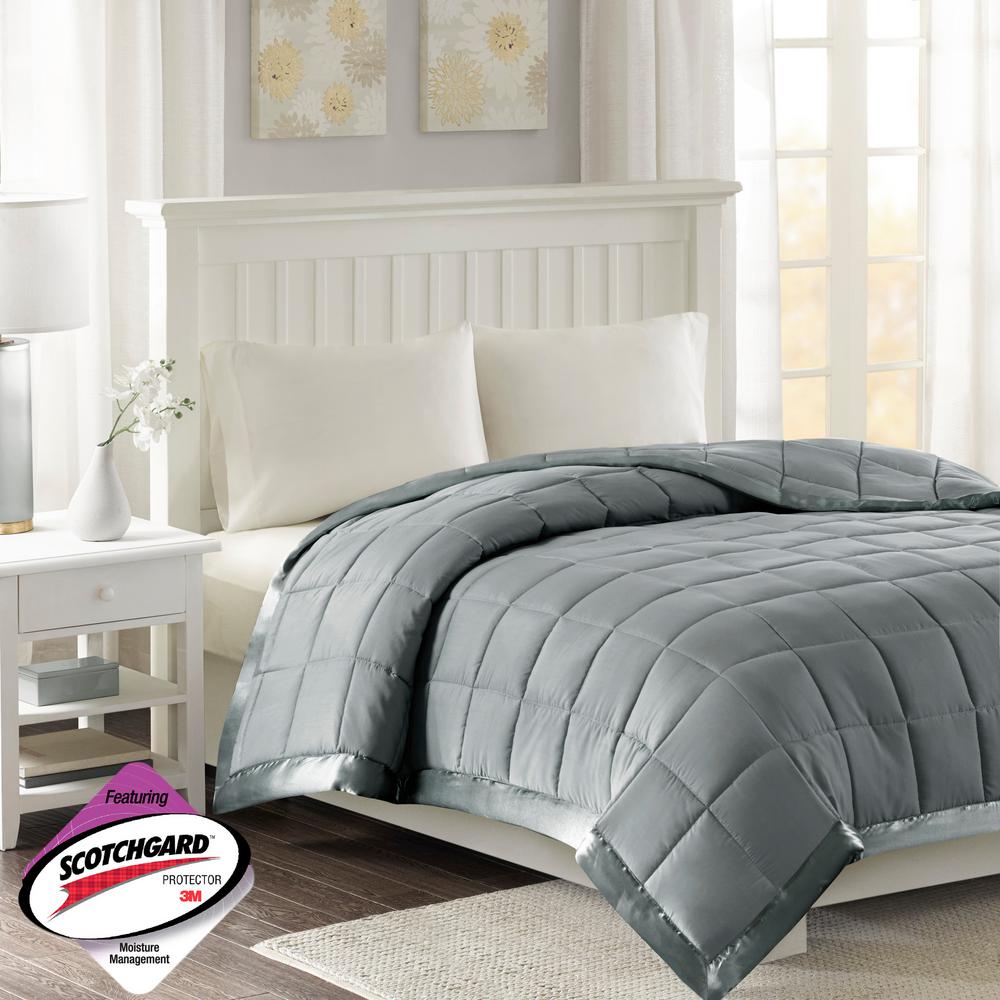 Unbranded Prospect All Season Charcoal Hypoallergenic Down Alternative Full Queen Quilted Blanket MP51 5149 The Home Depot