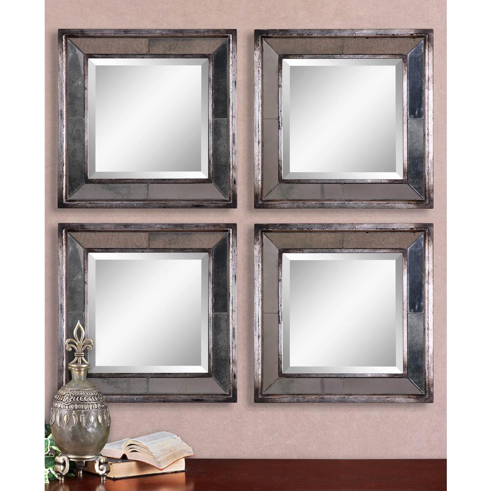 Global Direct 18 in. x 18 in. Silver Leaf Square Framed Mirrors (Set of