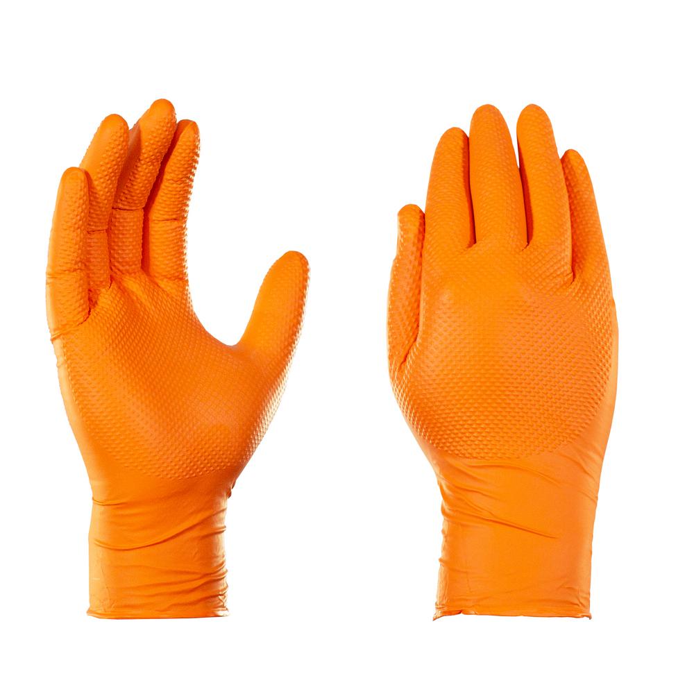 long orange gloves