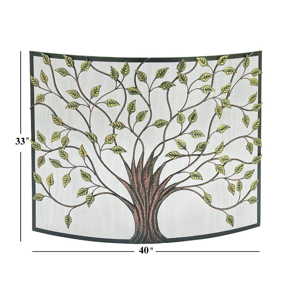 Benzara Antique Gold And Copper Metal Fireplace Screen Bm79924